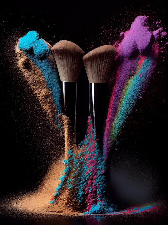 beauty product exploding with vibrant colors powder generative ai 1